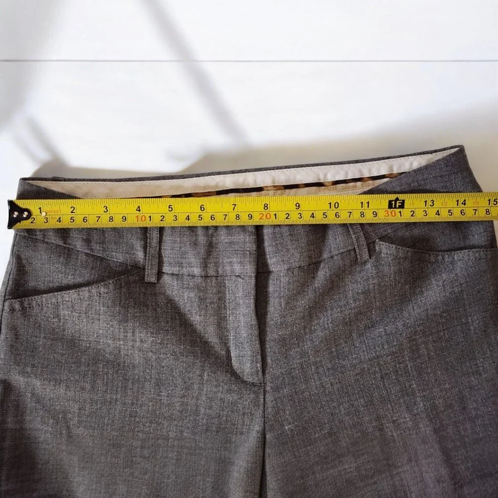 Express Design Studio Gray Dress Pants Women’s 2R – Linen Blend, Flat Front - Picture 2 of 10
